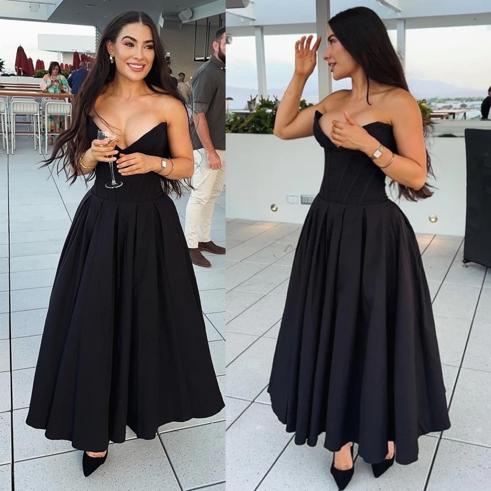 House of CB 'Lady' Black Strapless Midi Dress size M Fuller Cup